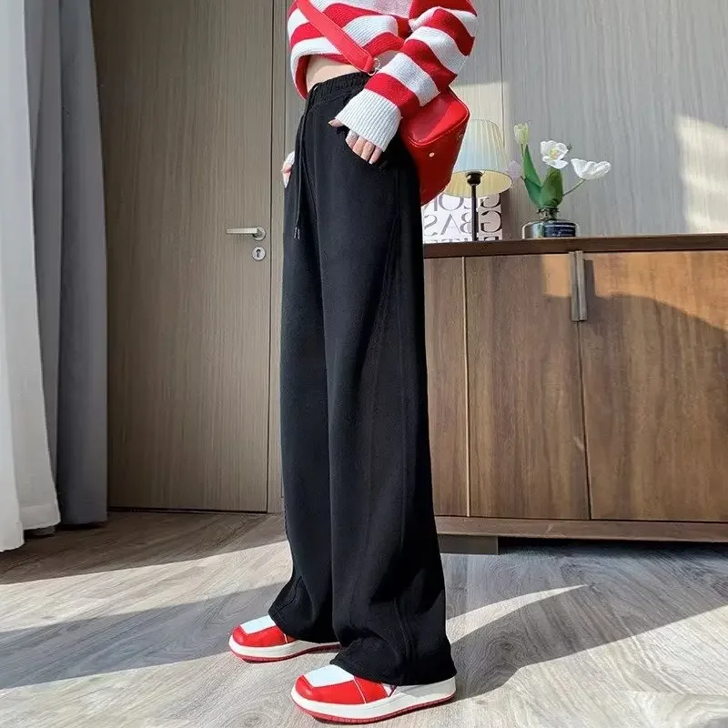 Wide Leg Sweatpants for Women Sport Pants High Waist Casual Oversize Gray Trousers Gym Female Clothing Korean Streetwear