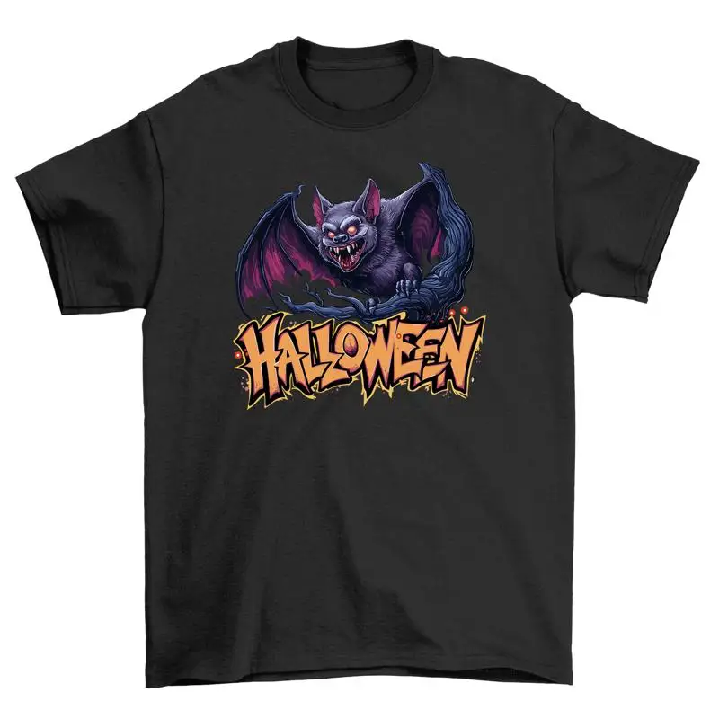 Halloween_201 Bat Attack T Shirt Funny and Spook tacular 100 Cotton Scar