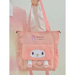 Melody Cinnamoroll Sanrio Kuromi Shoulder Crossbody Tote Bag High School and College Student Canvas Bag for Class Tuition Bag