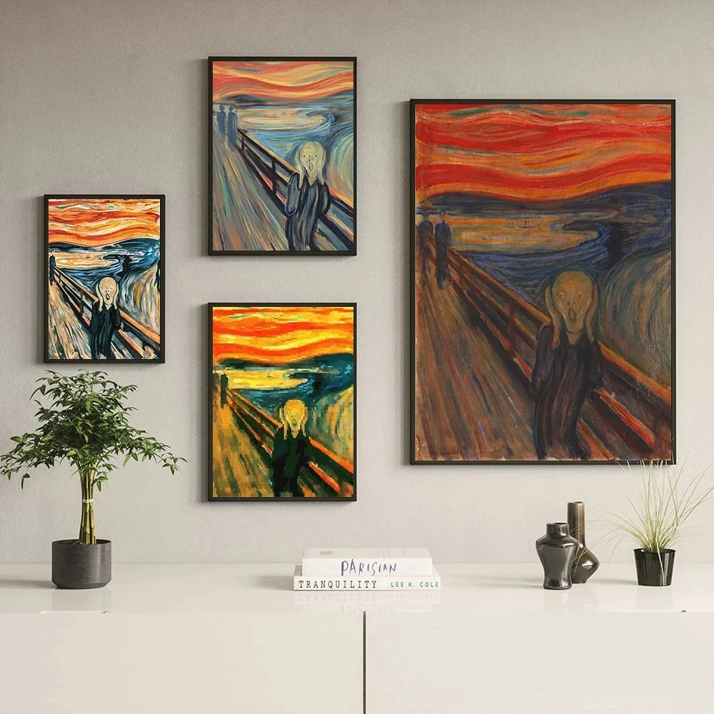 Edvard Munch The Scream Famous Canvas Paintings Abstract Funny Scream Cat Dog Poster and Print Wall Art Pictures Room Home Decor