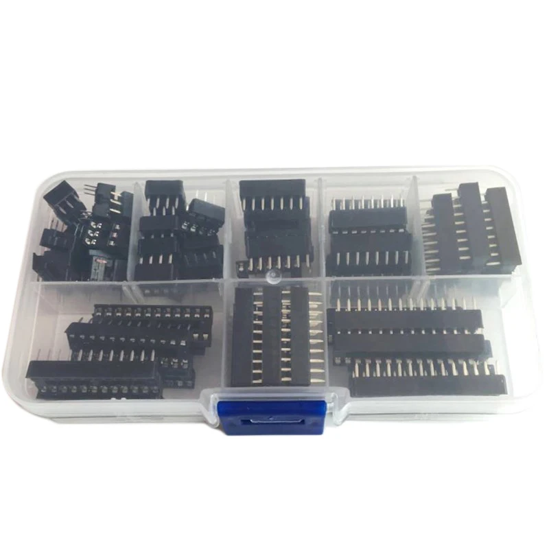

NEW 66Pcs DIP IC Sockets Adaptor Solder Type Socket Kit 6,8,14,16,18,20,24,28 Pin for PCB Diy Kit