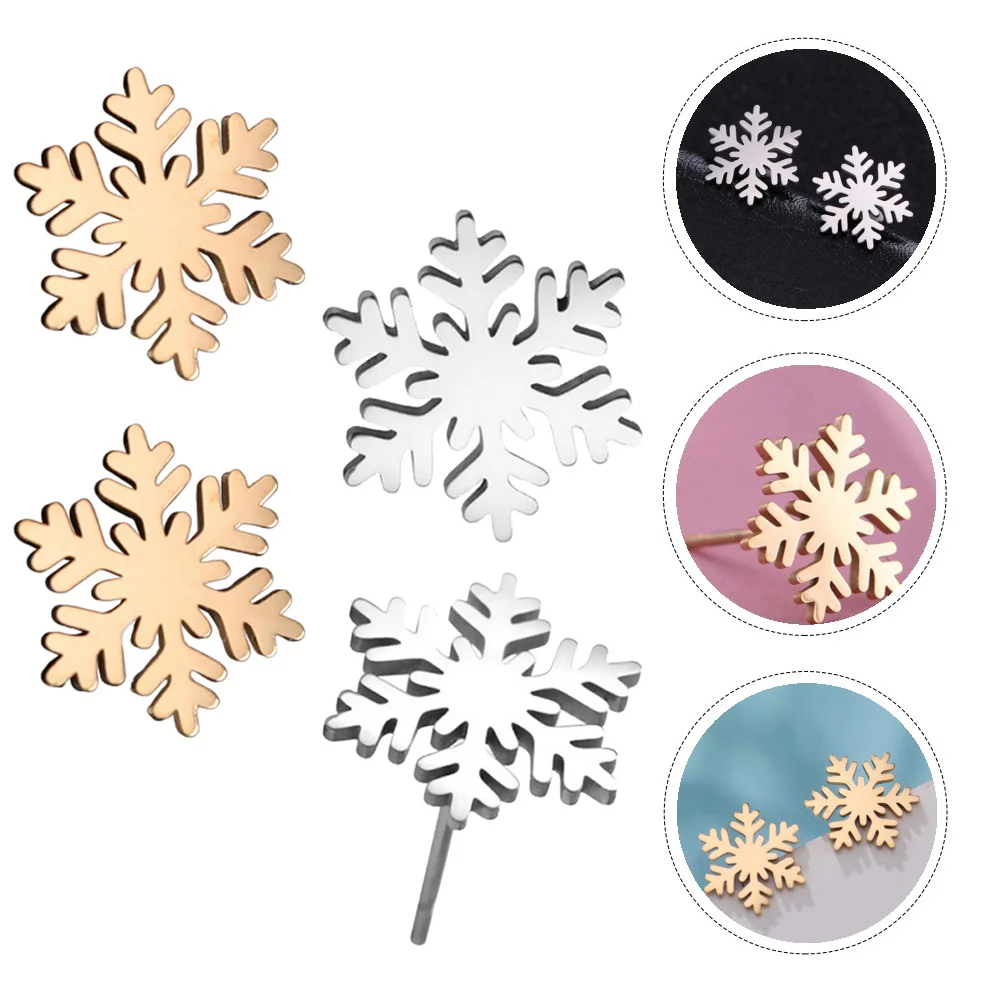 

2Pairs Snowflake Earrings Christmas Elegant Studs Perfect for Party Daily Fashion Women Jewelry Xmas Gifts Snowflake Earrings