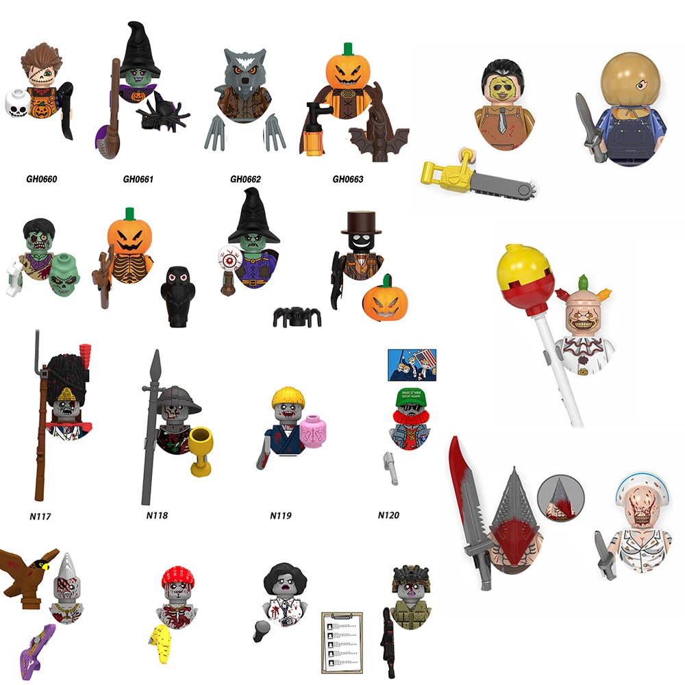 

Хэллоуин фильм ужасов серии строительные блоки призрак зомби вампир клоун кирпичи голова мини фигурки детские игрушки