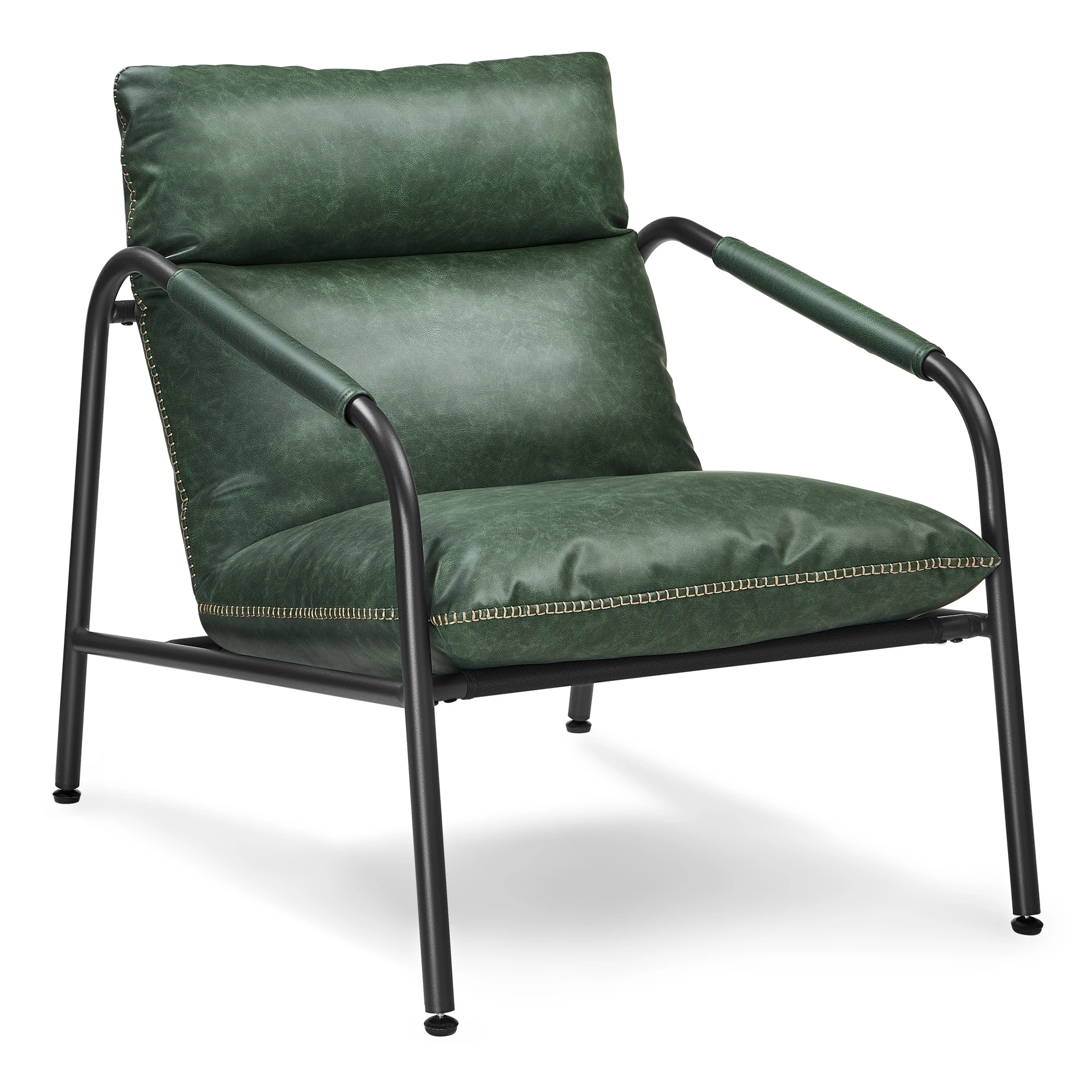 VASAGLE EKHO Collection - Accent Chair, Metal Framed Armchair, Synthetic Leather with Stitching, Mid-Century Modern, Sling Chair