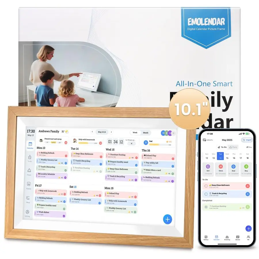 

Calendar,10.1 Inch Smart Electronic Calendar Fmaily Wall Planner with Touchscreen,Wall amp Desk Mountable Digital Picture Frame