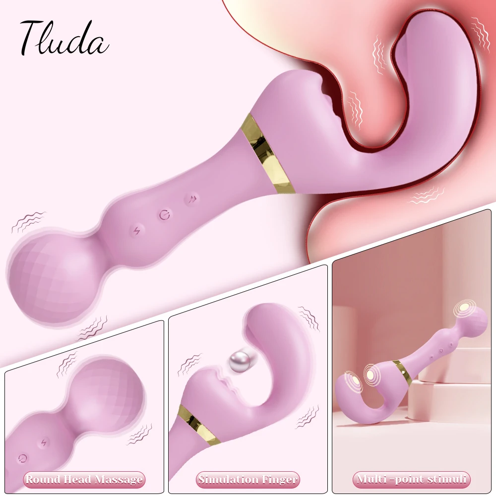 Powerful 2 in 1 AV Vibrator Female Magic Wand Clitoris Stimulator USB Recharge 20 Modes G Spot Massager Sex Toys Dildo for Women