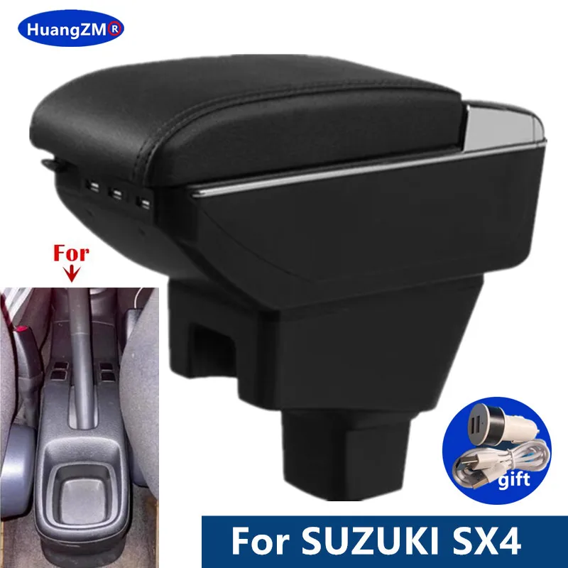 For SUZUKI SX4 Armrest box Central storage Box USB Ports Cup Holder Interior Dedicated Retrofit Car Accessories