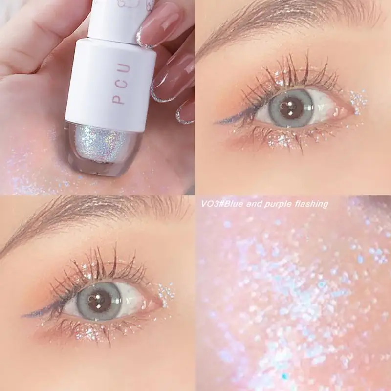 Bright Shine Liquid Eye Shadow Glitter Highlighter Waterproof Pearlescent paillettes sdraiato baco da seta Fine trucco cosmetico coreano