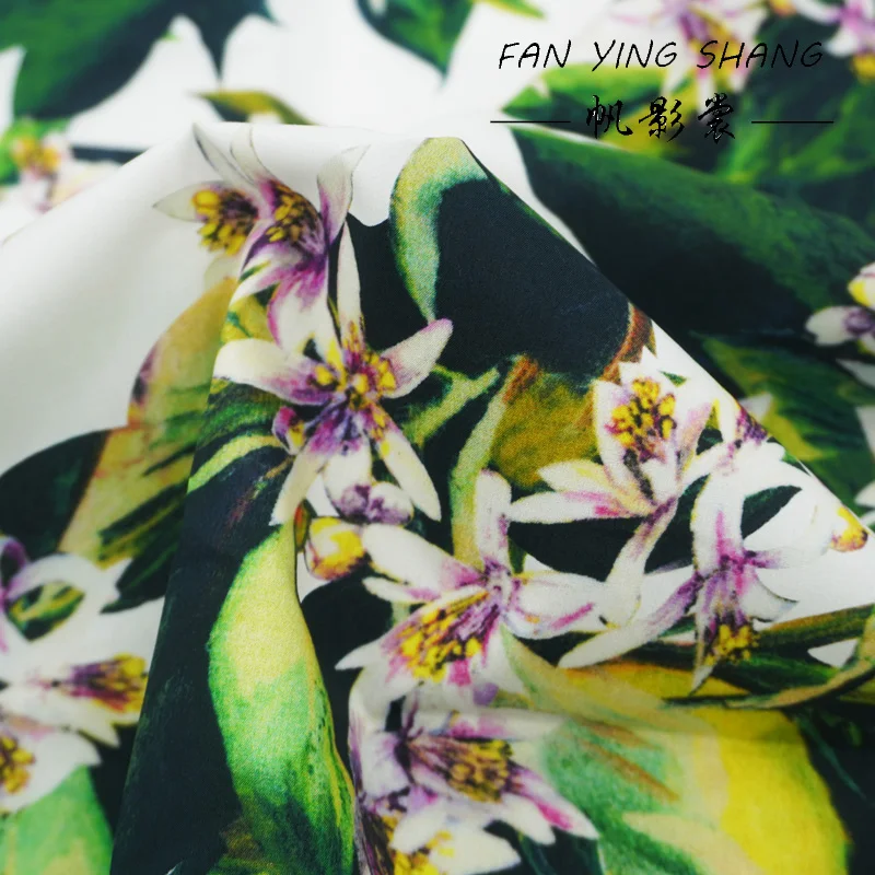 2025 زهرة الليمون الرقمية 100% نسيج القطن لفستان Telas Para Costura Tissus Couture ткан القماش الخياطة الاشياء Tecido #5