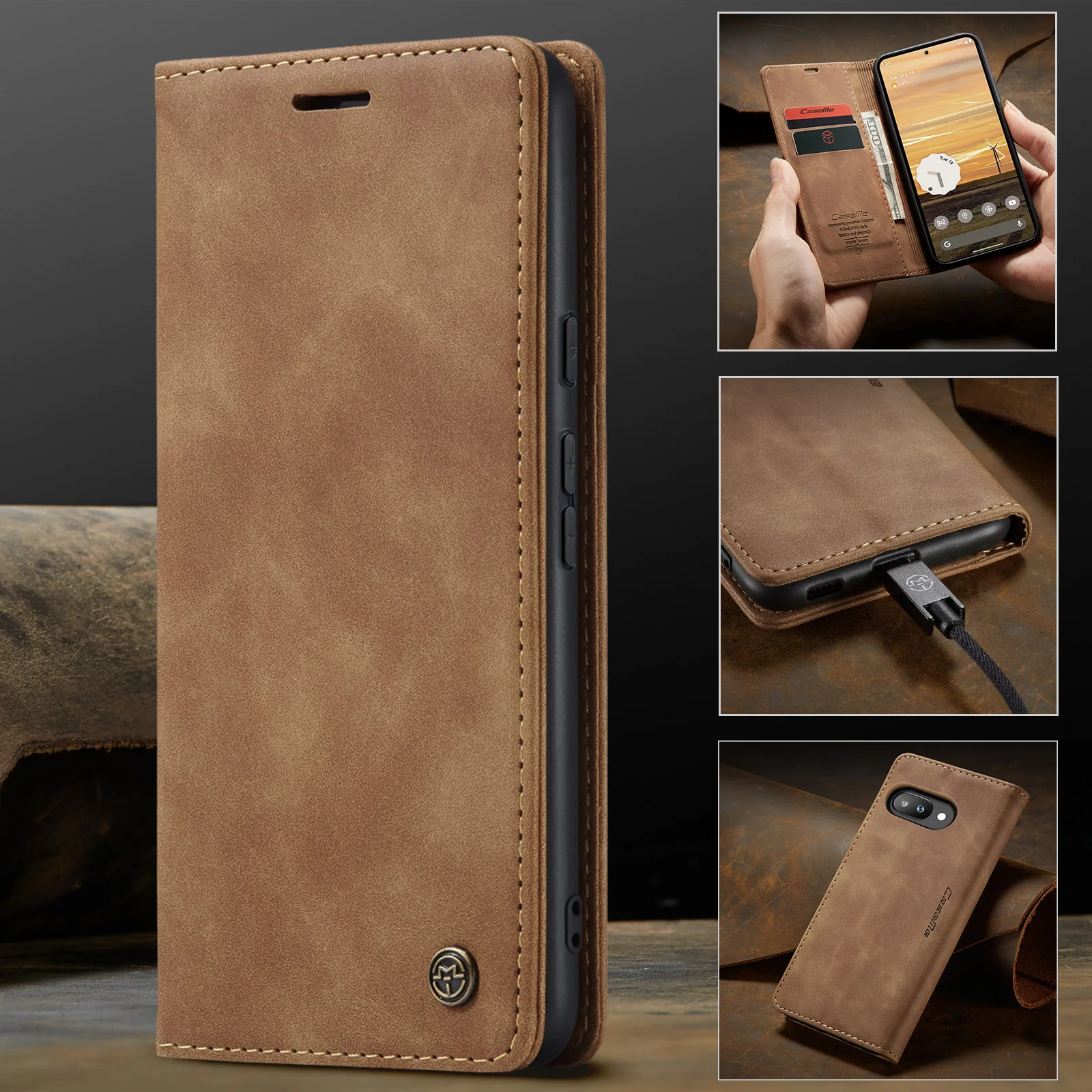 

CaseMe-013 Flip Case For Google Pixel 6,6 Pro, 6A, 7,7Pro, 7A, 8, 8A, 9,9A Pro XL Luxury Wallet PU Leather Case Stand Cover Card