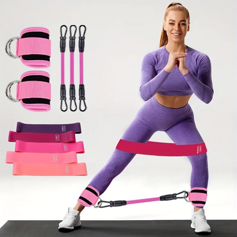 Eleven piece combination set of natural latex yoga elastic ring hip and leg shaping training device elastic band/tension band se
