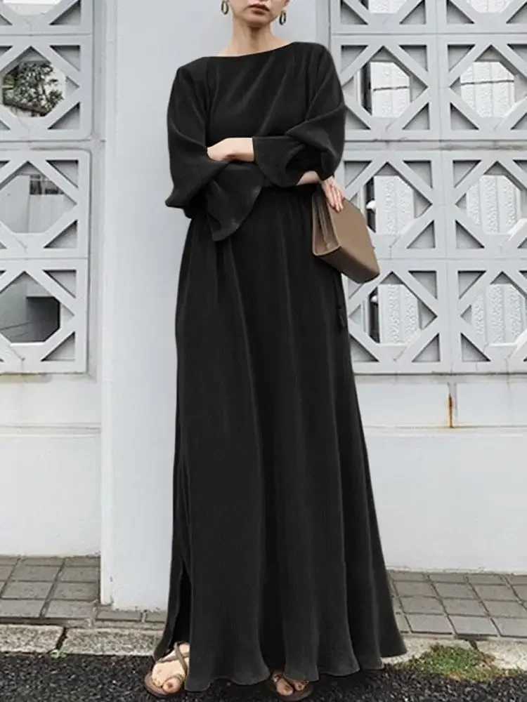 

Solid Abayas for Women Simple Ethnic Style Fashion Long Dress Muslim Dress Musulmane Dubai Abaya Turkey Islam Arabic Muslim Robe