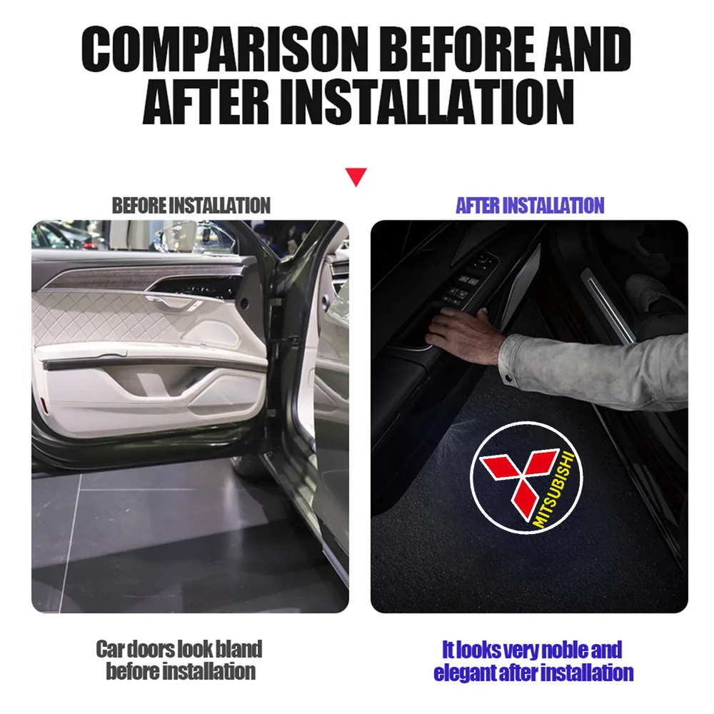 1/2/4pcs Auto LED Porta Benvenuto Luce Proiettore Laser Logo Lampada per MITSUBISHI Ralliart Lancer Competizione Outlander ASX EX LANCER