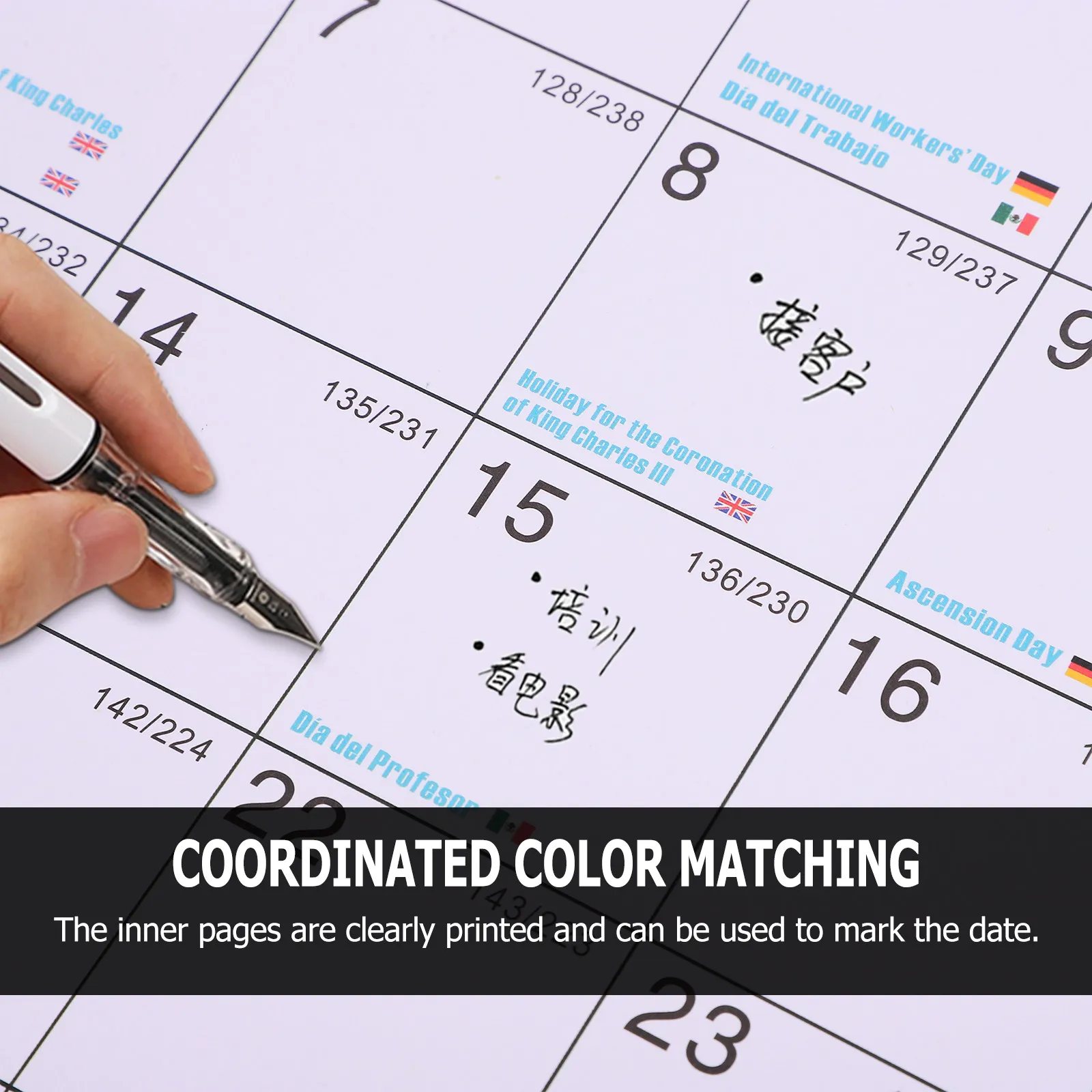 

Ежегодный большой настенный календарь, ежемесячный подвесной настенный календарь на спирали для дома и офиса, планировщик на 2024 год, календари для дома