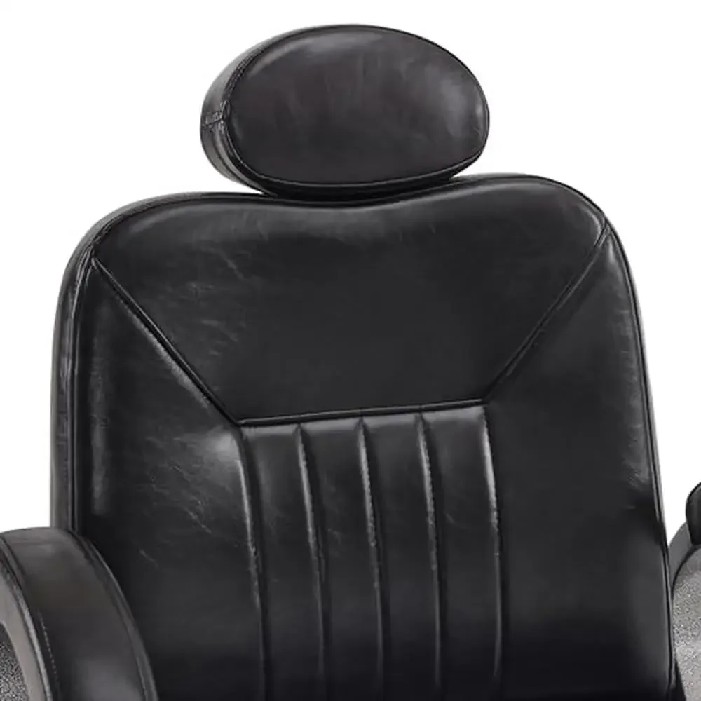 Vintage Reclining Barber Chair Styling Spa Salon Heavy Duty Pump Lumbar Support Swivel Hair Iron Armrests 360° Adjustable