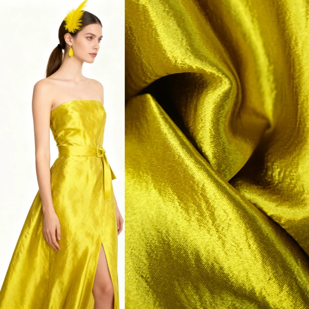 

Мягкая атласная ткань с золотым блеском и кристаллами, шитье платья, вечернее платье, платье для выступлений, ткань «сделай сам»