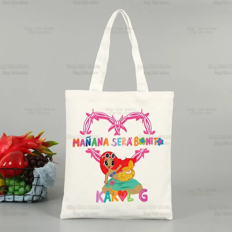 Manana Sera Bonito Karol G Merch Women Men Handbags Canvas Tomorrow Will Be Nice Tote Bags Reusable Cotton Capacity Shopping Bag