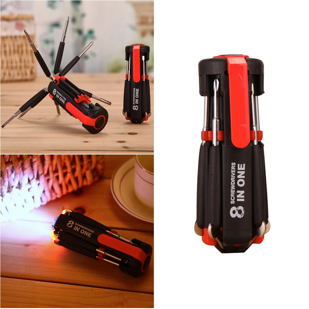 Led Screwdriver Pen Multifunction Precision Tool Compact Steel Design With Driver Bits Clip For Outdoor Repair Portable Mini