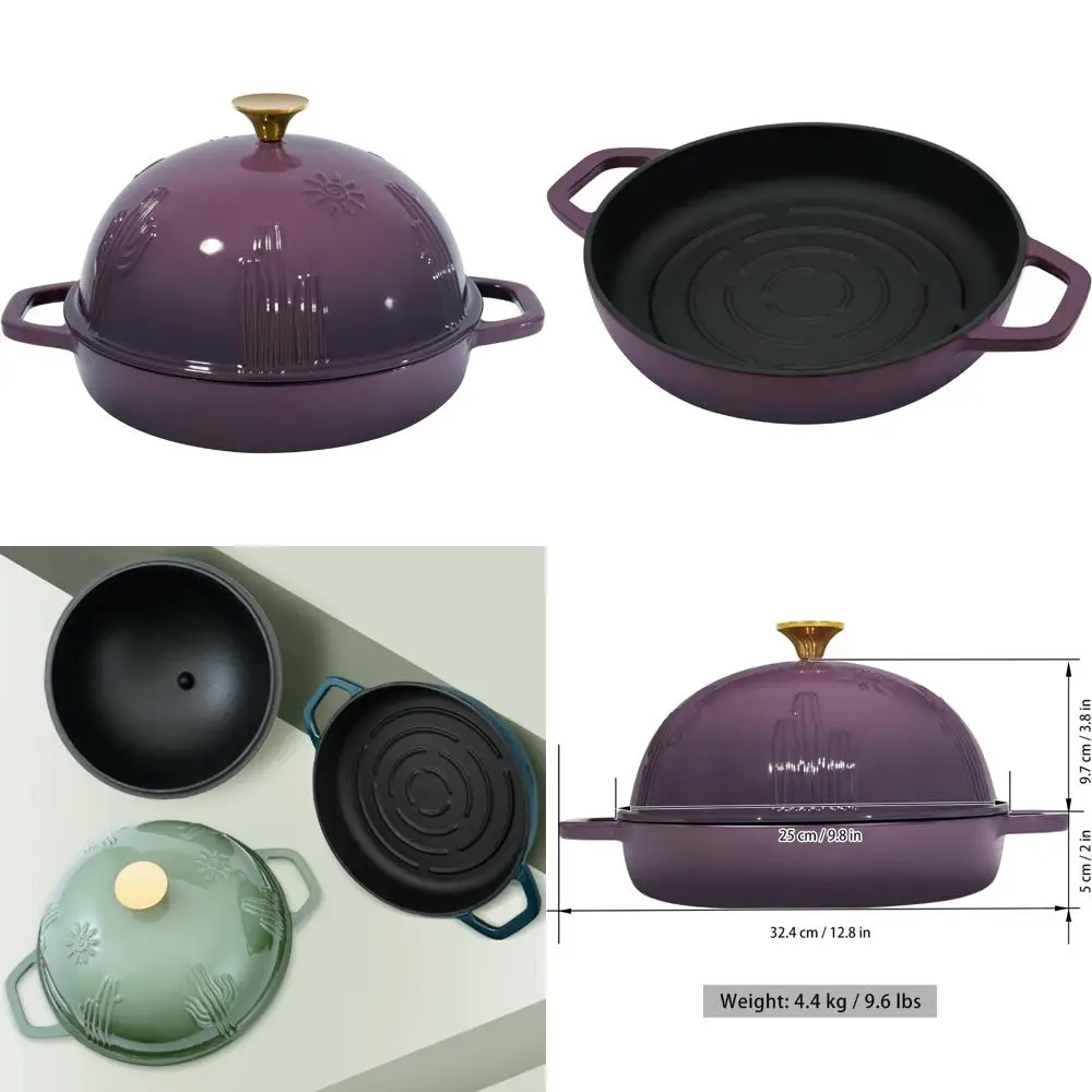 

Enameled Cast Iron Bread Dutch Oven with Cloche Lid for Perfect Baking, Ideal for Small to Medium Loaves