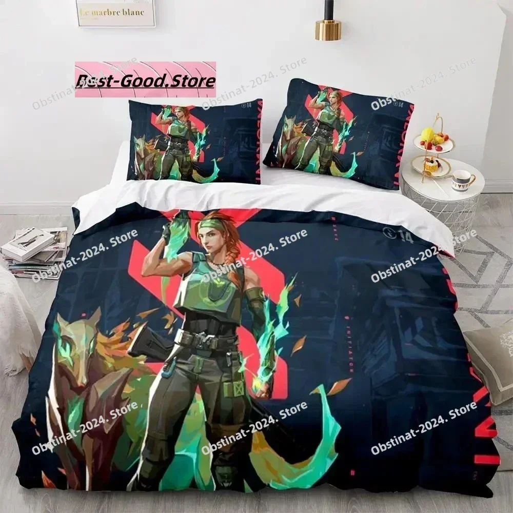 Gaming Valorant Bedding Set Printed Bed Set With Pillowcase Bed Duvet Cover Soft Single Double Queen Super King Size Single Twin