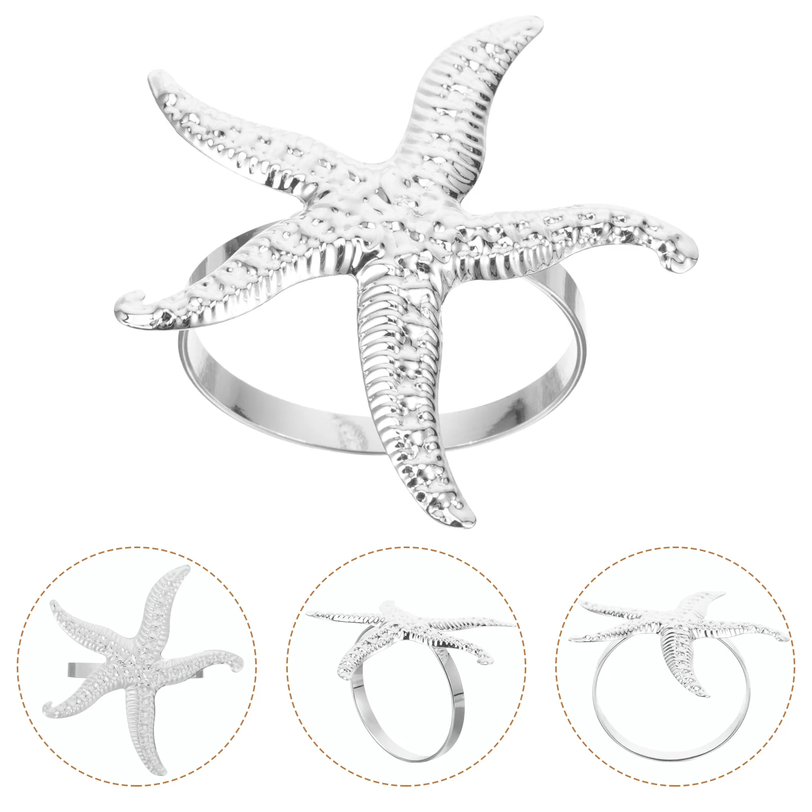

6pcs Zinc Alloy Napkin Rings Elegant Serviette Holders Table Decoration For Wedding Party Banquet Dinner Modern Design