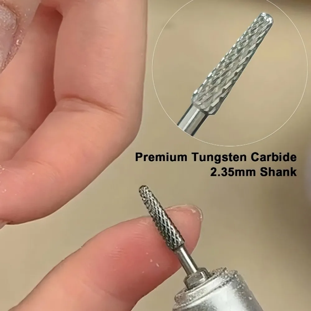 Tungsten steel nail bit, stepped conical tip, suitable for half hole leveling and gel nail polish removal