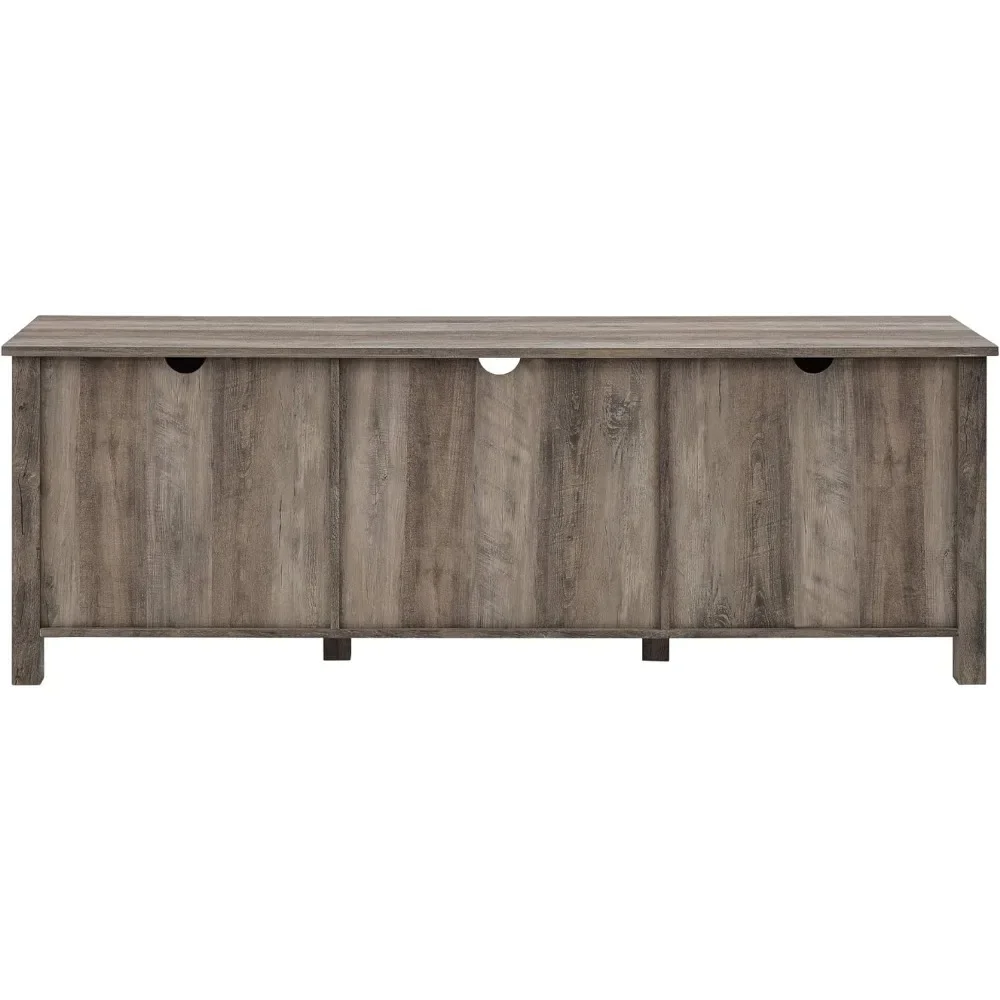 Clássico 2 porta de vidro TV stand, cinza lavagem, até 80 polegadas, 70x16x24 polegadas