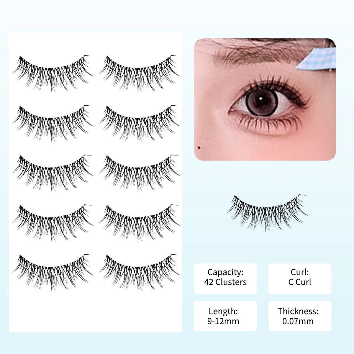 5 paia di ciglia finte a forma di U croce naturale comica estensione ciglia cosmetici riutilizzabili trucco coreano per occhi per ragazze