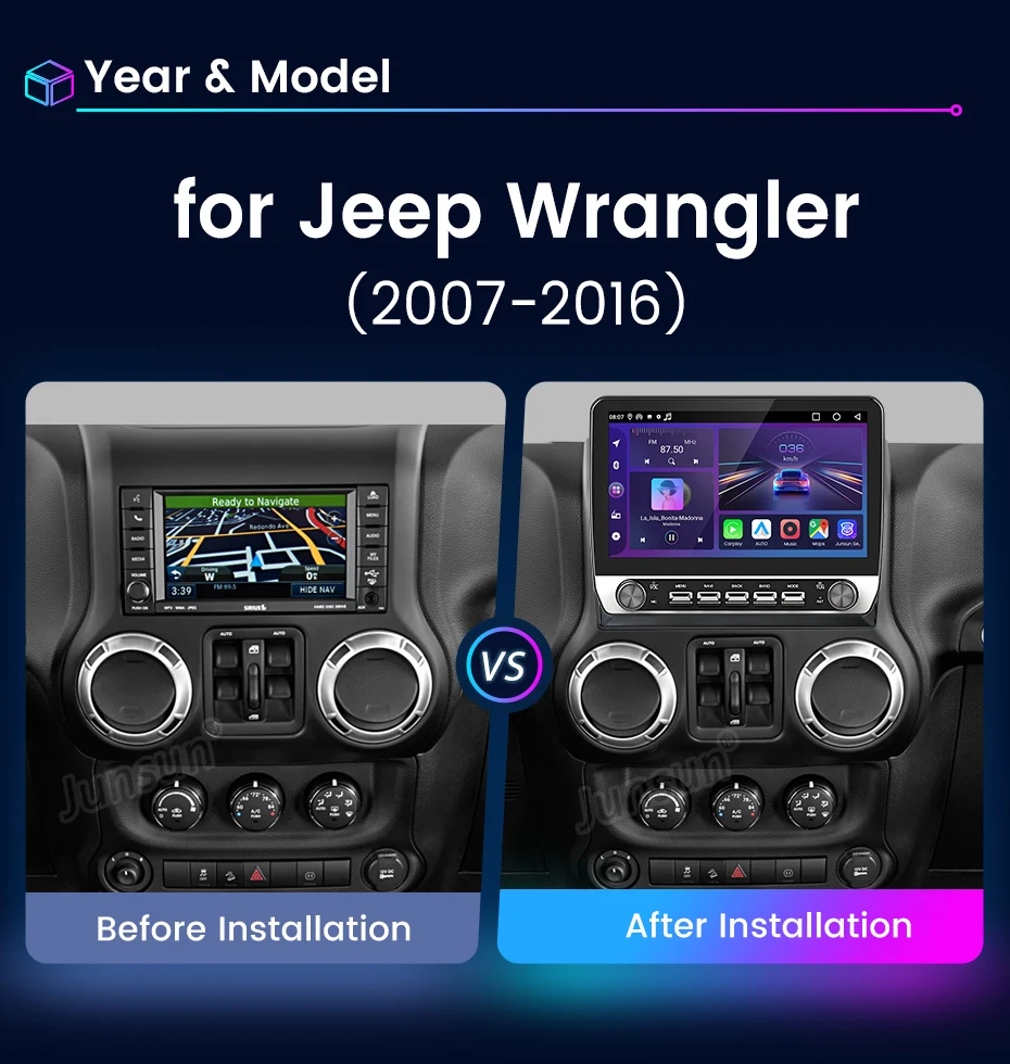 AWESAFE 10 "زر CarPlay اللاسلكي لأجهزة Apple Android راديو السيارة التلقائي لسيارة جيب رانجلر 2007-2018 دودج رام 2009-2012 ستيريو RDS