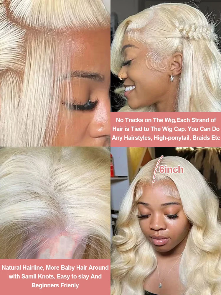 Perruque Lace Front Wig Body Wave Naturelle, Cheveux Humains, Blond Miel 613, 13x6, 13x4, Densité 250, 36 40 Pouces, pour Femme Africaine