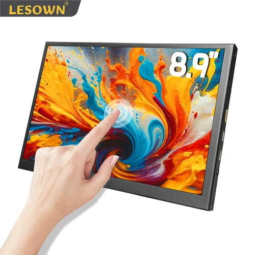 LESOWN 휴대용 모니터, 라즈베리 파이 Xbox PS4 스위치 노트북용, 8.9 인치 USB-C HDMI 1920x1200 IPS LCD 디스플레이 터치 스크린, 2K 