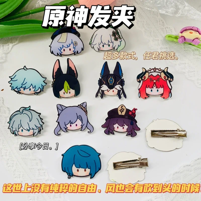 Anime Game Impact 28 Characters Women Hair Clips Side Bangs Makeup Tools Female Ladies Girl Headwear Hairpin Hair Accessories