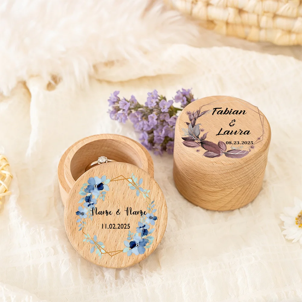 Personalized Wedding Ring Box with Name and Date for Wedding Ceremony Proposal Ring Keepsake Anniversary Gifts for Her