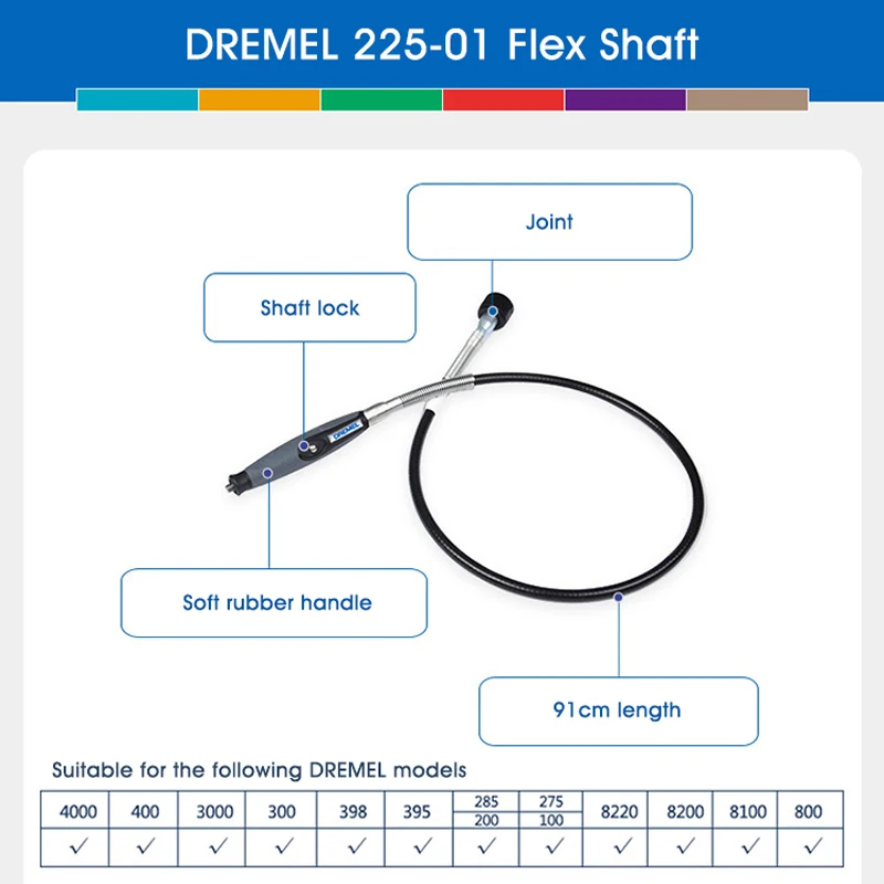 Imagem -05 - Ferramenta Rotativa Dremel 225 com Acessório de Eixo Flexível Gravador Extensão do Rebarbador Eixo Flexível para Gravação Escultura Polimento 91cm