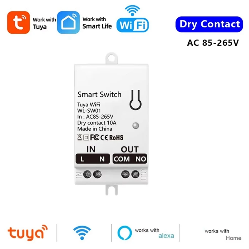 Tuya Smart Wifi Dry Contact Switch Module 10A Home Universal DIY Breaker Relay Work With Smart Life Alexa-B12B