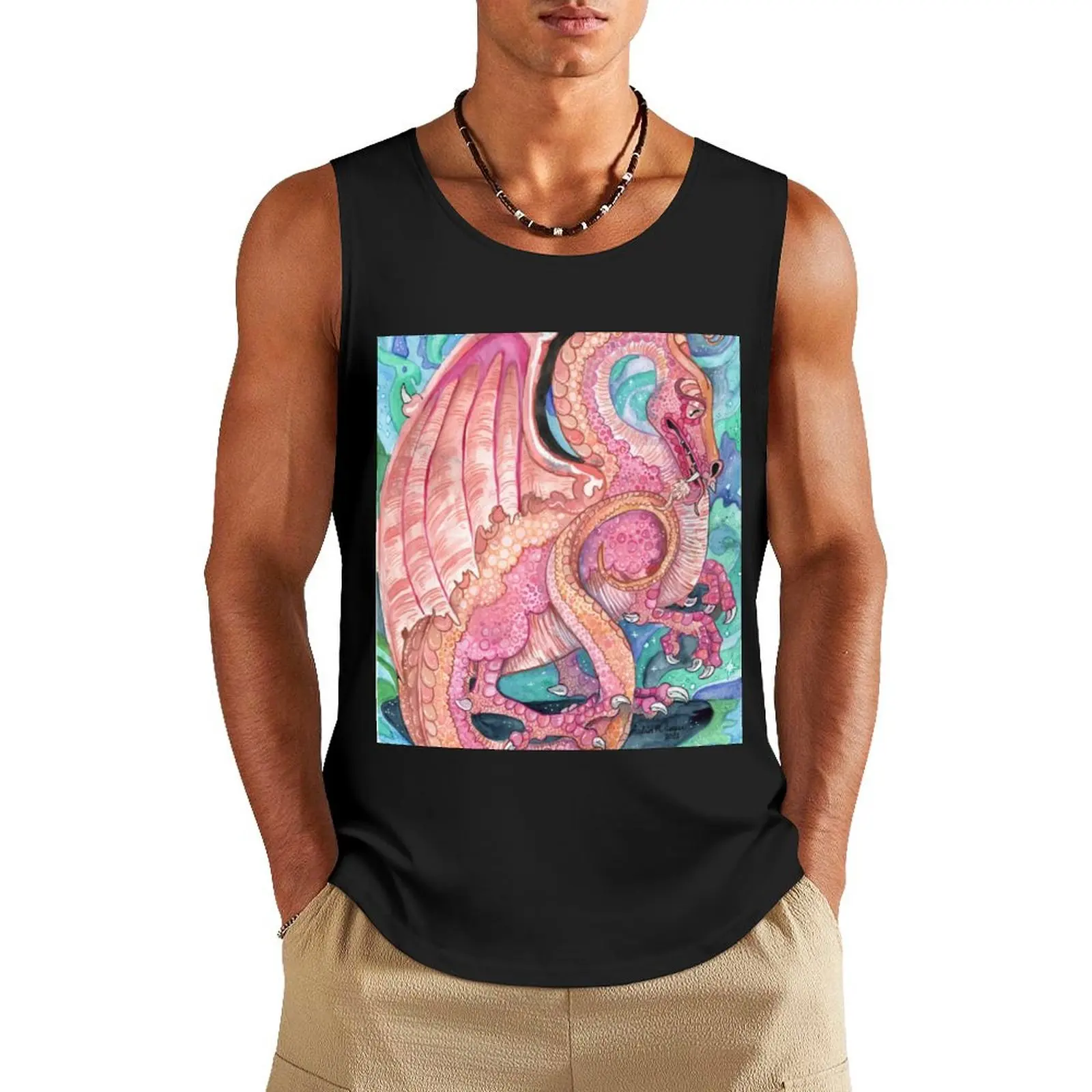 Lunarian Flight of Dragons Tank Top singlet for men Bodybuilding shirt T-shirt male Gym T-shirts for men