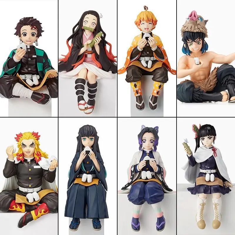Demon Slayer Action Figures Ornaments Anime Nezuko Peripheral Gifts Shinobu Sitting Figure Tanjirou Computer Case Decorations