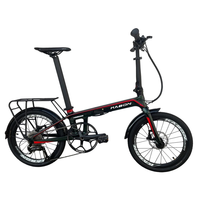 

20" Folding City Bike Bicycle 9 Speed Carbon T800 Frame with Mudguard Rear Carrier Foldable Bicycle for Adults