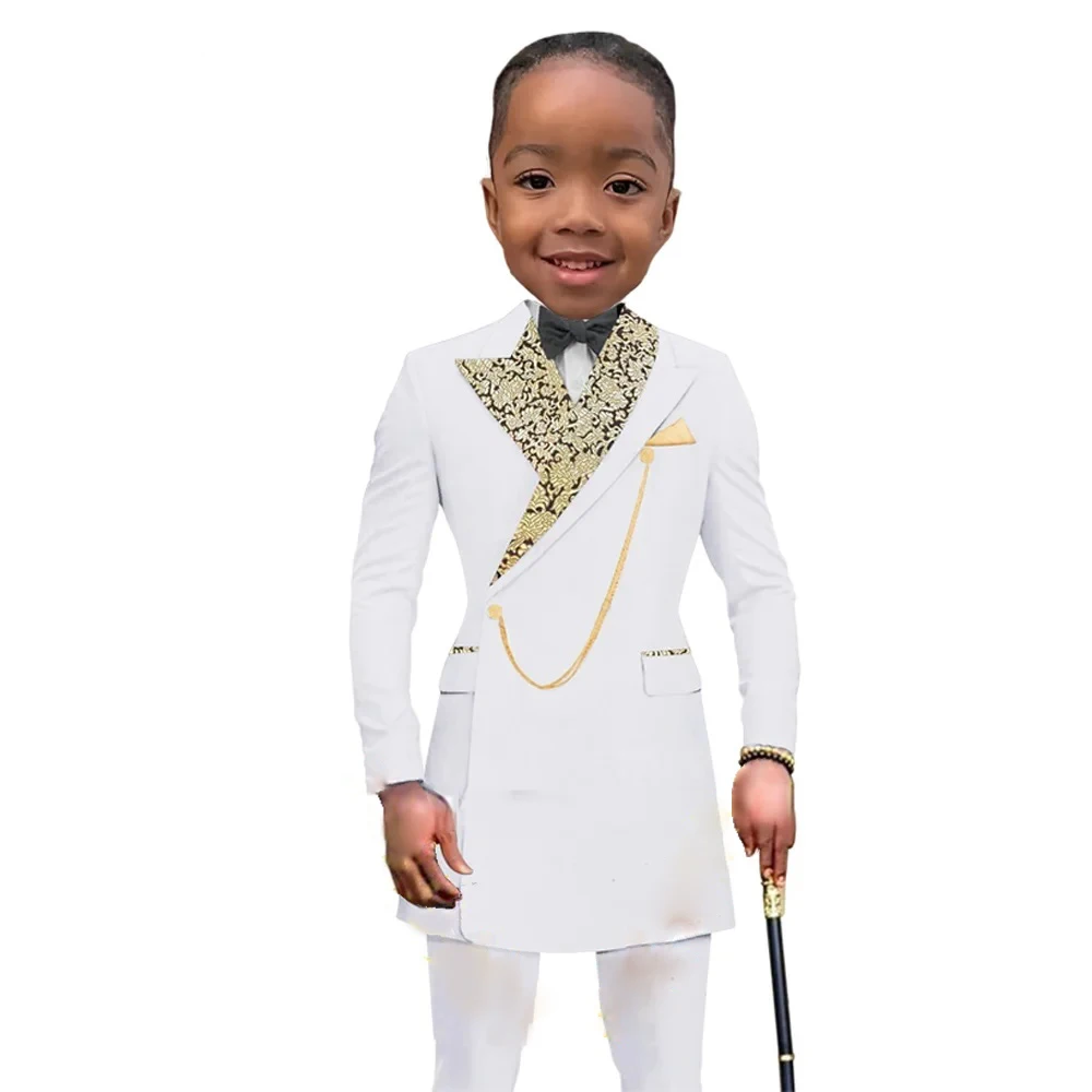 

Design Jacquard Boy Suit Tuxedo Kids Blazer for 2-16 Years Children Formal Wedding Single Breasted Jacket Pants 2-piece African