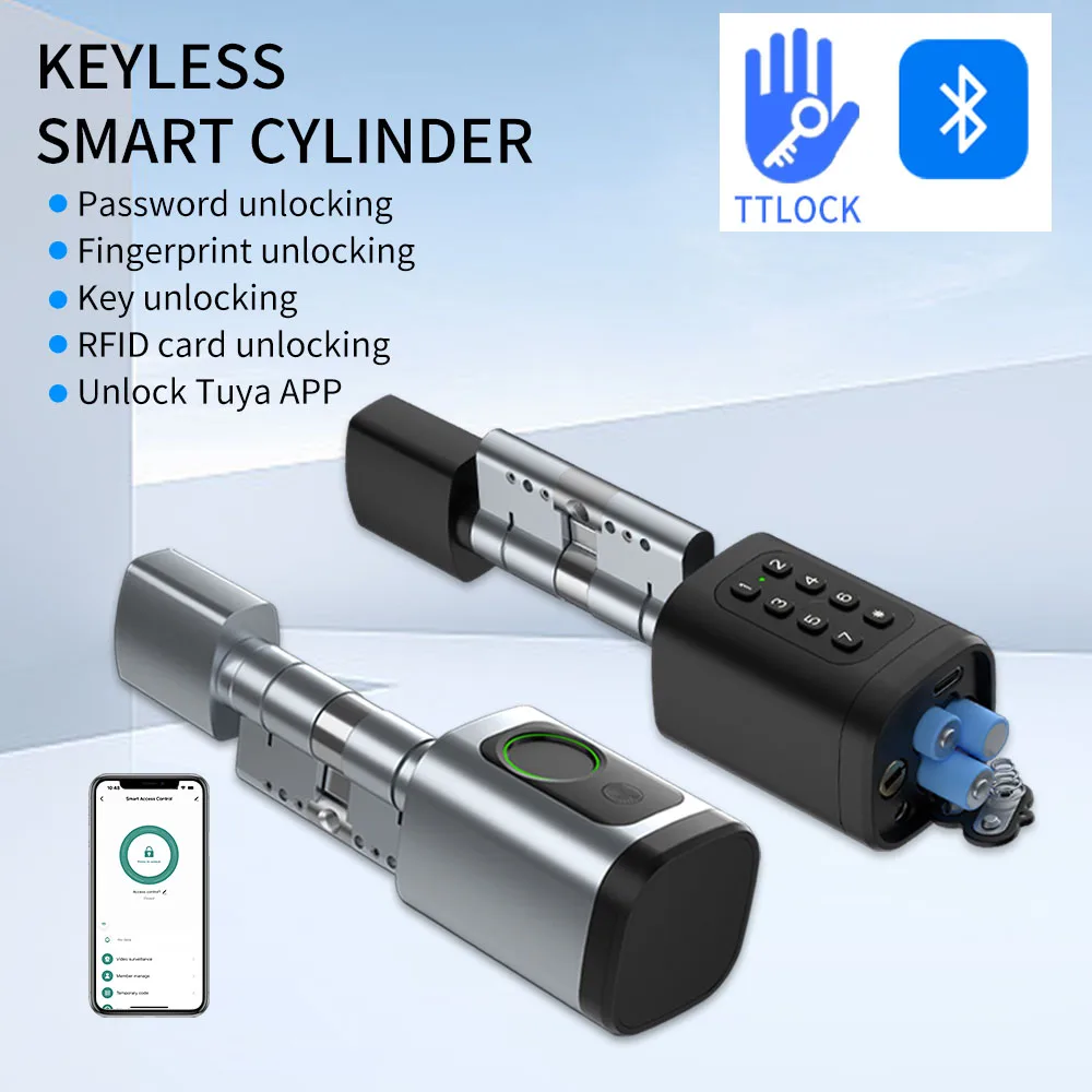 Support Tuya App Cylinder Lock Mortise App G2 Gateway Mechanical Key And USB Emergency Power Fingerprint Pin Code Keyless TTLOCK