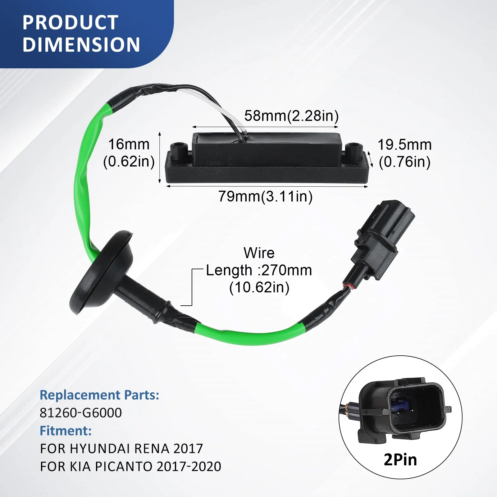 Hinten Stamm Griff Hatch Release Heckklappe Schalter Taste OE 81260-G6000 81260-G6010 Für Kia Morning Picanto Accent Verna 2017-2023 – Detail 4