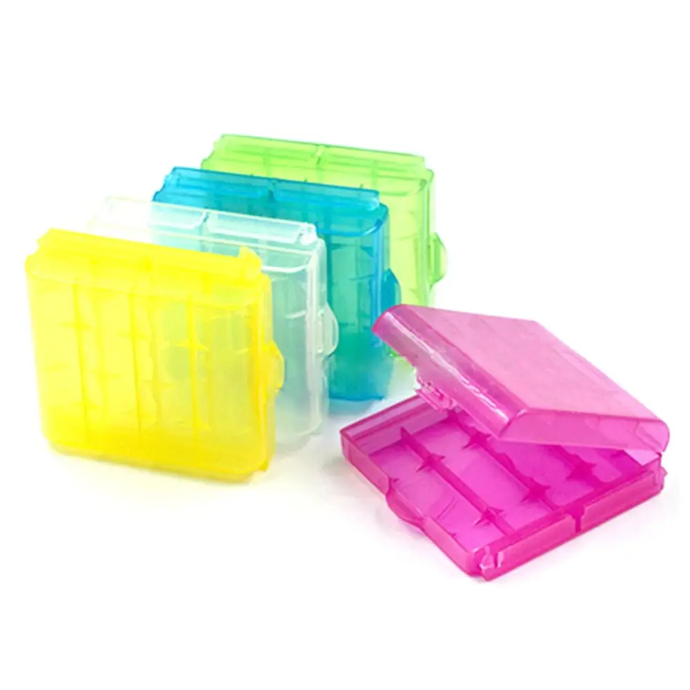 1/5 sztuk baterii Coloful etui na uchwyt 4 AA AAA plastikowy pojemnik do przevhowywania twardy pokrywa skrzynki do 14500 10440 baterii