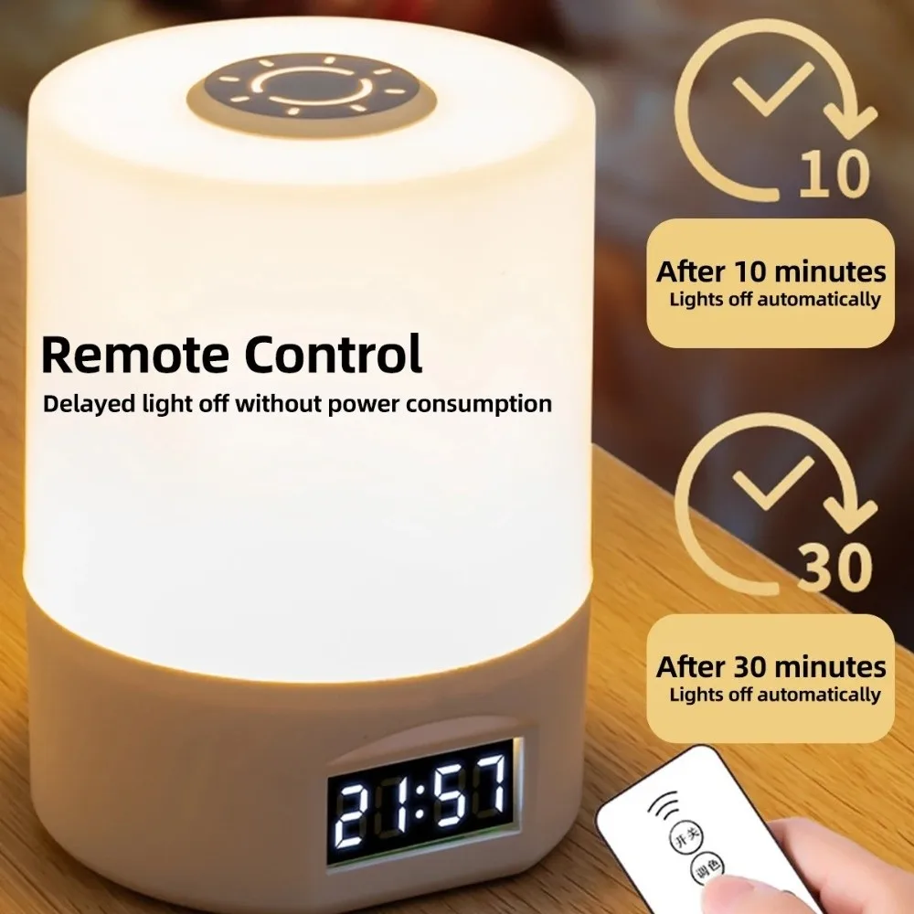 Lâmpada de mesa led regulável com economia de energia, controle de toque, controle remoto, luz noturna, carregamento usb, três cores, lâmpada de cabeceira, leitura