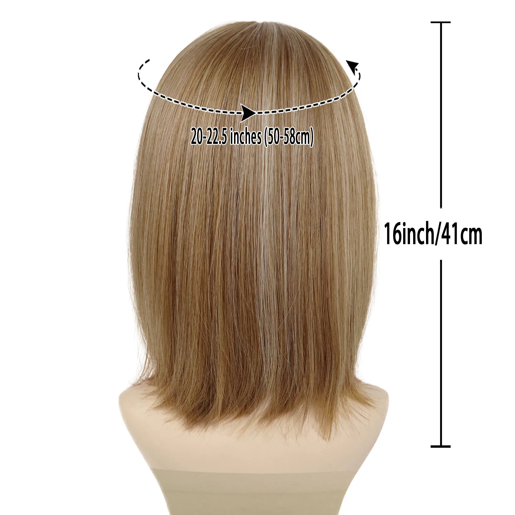Synthetic Cosplay Wig 16 Inch Short Bob Brown Wig with Bangs Straight Hair for Women Natural Stylish Look Suitable for Costume