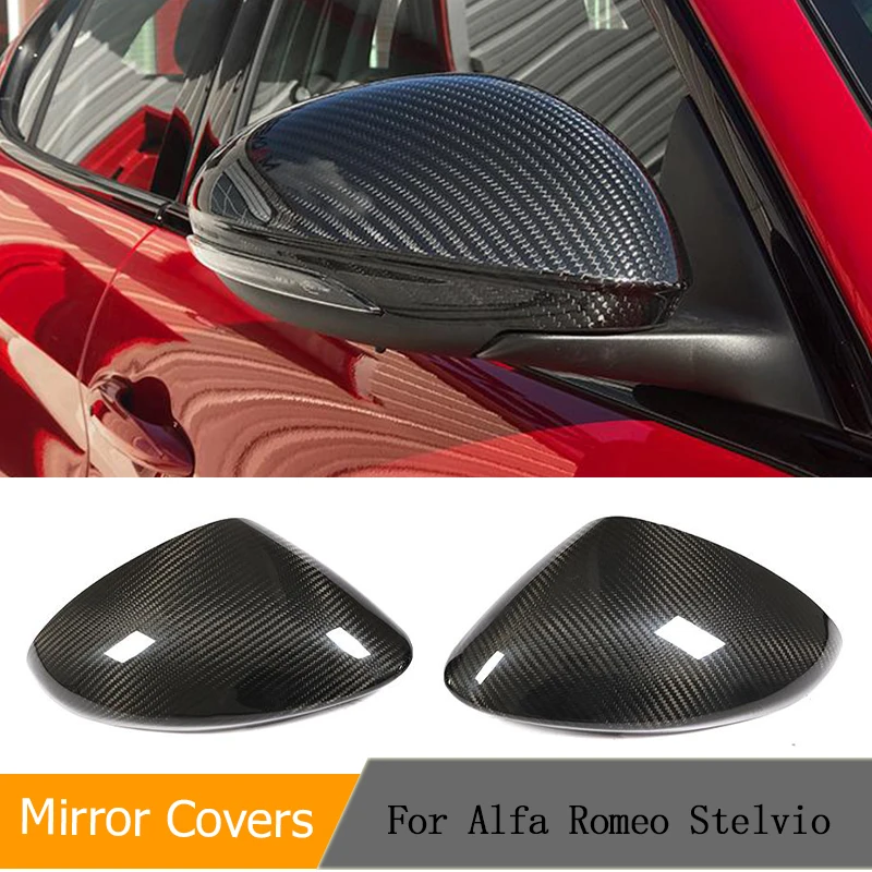 

Carbon Fiber Car Side Mirror Cover Caps for Alfa Romeo Stelvio Sport Utility 4-Door 2017 2018 Add on Auto Side Mirror Caps Shell