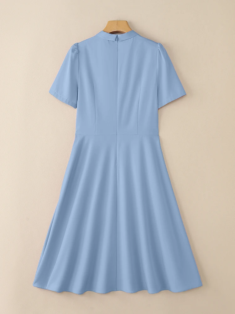 فساتين نسائية أنيقة للمكتب من ZANZEA لعام 2025 فستان حفلات برقبة على شكل V فستان صيفي أنيق بأكمام قصيرة منتفخة OL رداء ميدي للعمل