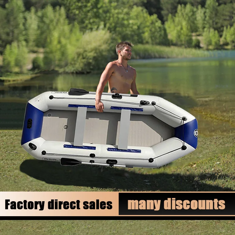 Solarmarine 4Person Inflatable Boat With Air Deck Floor 2.7M PVC Anti-collision Sea Fishing Kayak Speed Raft Rowing Accessories