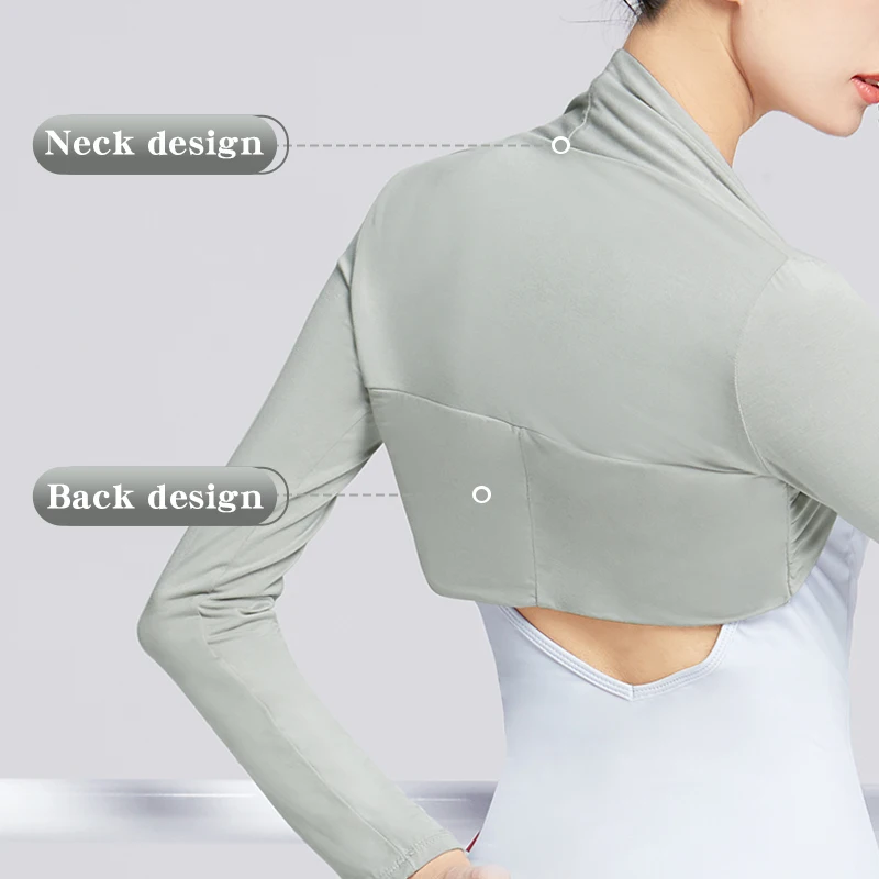 Bolero preto feminino encolher de ombros manga longa dança encolher aquecer topos ballet casaco camisa de dança para collants/vestido cami