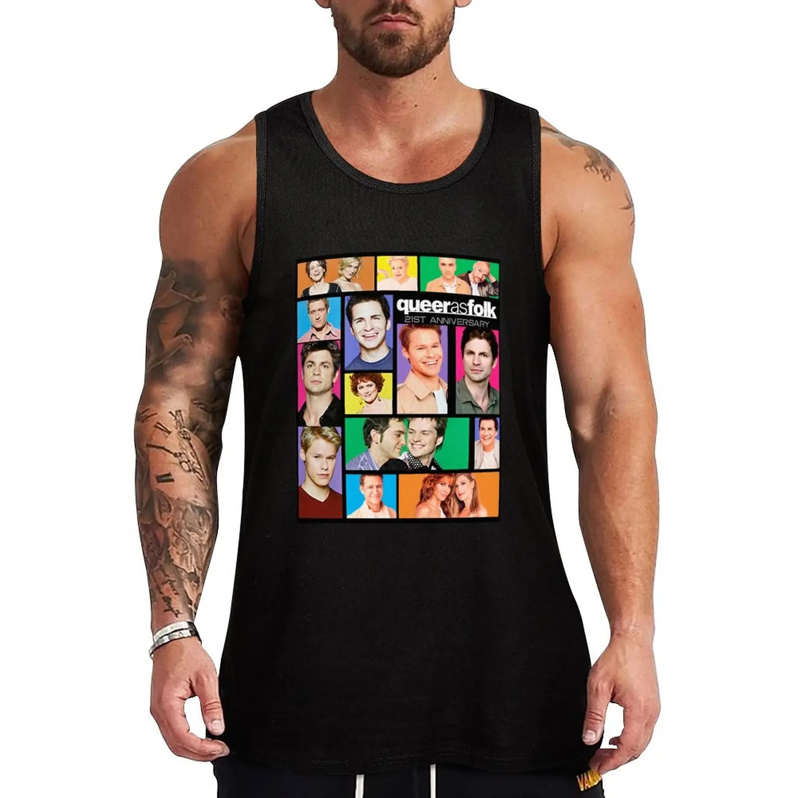 Queer as Folk 21st Anniversary-All STARS Tank Top Camiseta sin mangas con estampado minimalista y gráfico simple