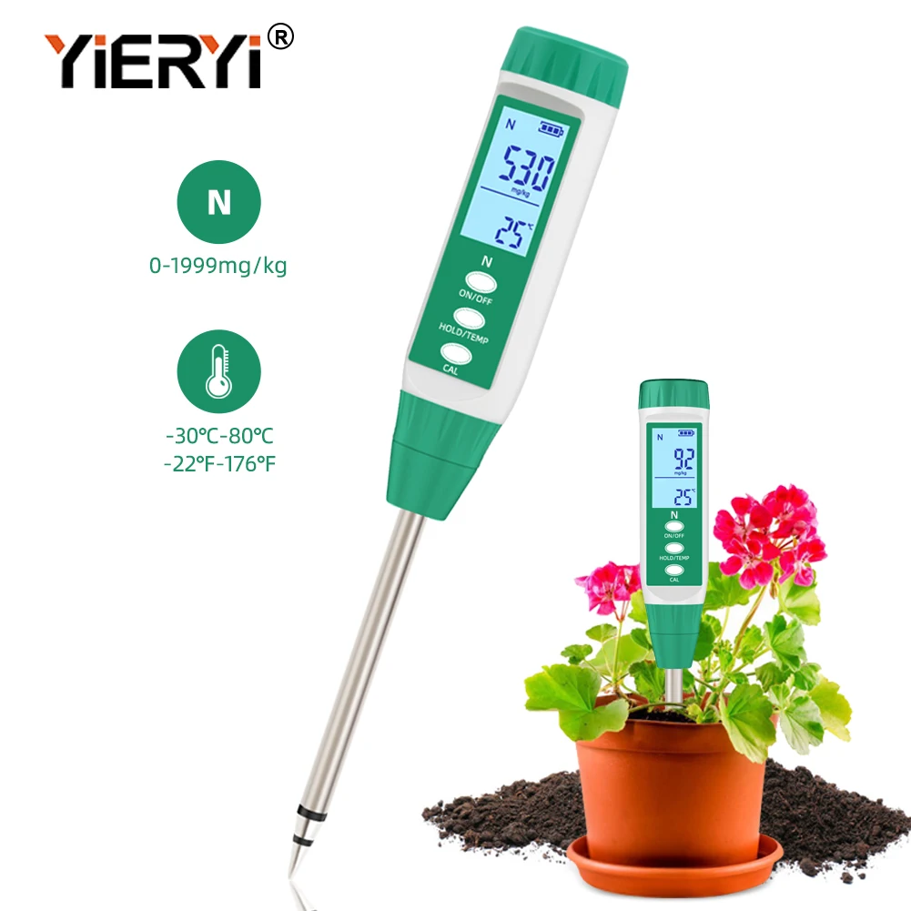 Yieryi Garden Soil NPK Analyser Meter Digital Soil Nitrogen Phosphorus Potassium Detector Fertility Tester Kit for Farm Lawn